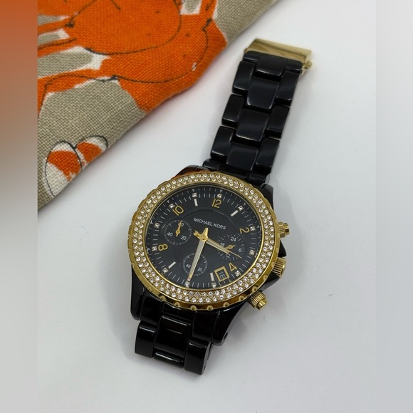 Authentic Michael Kors Chronograph Quartz Crystal Black Dial Ladies Watch - Picture 9 of 11